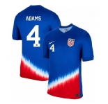 Men's Nike USMNT Tyler Adams Jersey #4 2024 Away Replica Soccer Blue