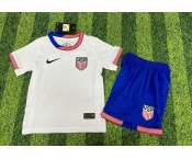 Youth American Team Custom 2024-25 White Home Soccer Jersey Suit