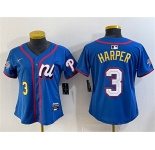 Women's National League #3 Bryce Harper Blue 2025 All-Star Edition Limited Stitched Baseball Jersey