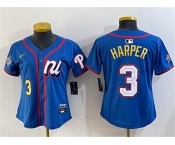 Women's National League #3 Bryce Harper Blue 2025 All-Star Edition Limited Stitched Baseball Jersey