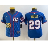 Youth National League #29 James Wood Blue 2025 All-Star Edition Limited Stitched Baseball Jersey