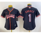 Youth San Francisco Giants #1 Luis Arraez Black 2026 Alternate Stadium Stitched Baseball Jersey