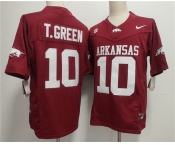 Men's Arkansas Razorbacks #10 TAYLEN GREEN Red 2025 F.U.S.E. Vapor Limited Stitched Football Jersey