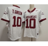 Men's Arkansas Razorbacks #10 TAYLEN GREEN White 2025 F.U.S.E. Vapor Limited Stitched Football Jersey