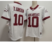 Men's Arkansas Razorbacks #10 TAYLEN GREEN White 2025 F.U.S.E. Vapor Limited Stitched Football Jersey