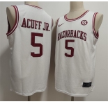 Men's Arkansas Razorbacks #5 Darius Acuff Jr. White Stitched Football Jersey