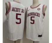 Men's Arkansas Razorbacks #5 Darius Acuff Jr. White Stitched Football Jersey