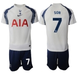 Men's Tottenham Hotspur #7 Son Heung-min 2025-26 White Home Soccer Jersey Suit