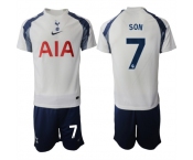 Men's Tottenham Hotspur #7 Son Heung-min 2025-26 White Home Soccer Jersey Suit