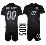 Youth United States Custom Black 2026 Away Soccer Jersey Suit