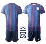 Youth United States Custom Blue 2026 World Cup Away Soccer Jersey Suit