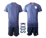 Youth United States Custom Blue 2026 World Cup Away Soccer Jersey Suit