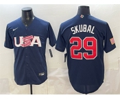 Men's USA Baseball #29 Cal Raleigh Navy World Baseball Classic Stitched Jersey