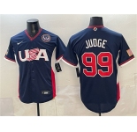 Men's USA Baseball #99 Aaron Judge Navy 2026 World Baseball Classic United States 250th Anniversary Patch Road Stadium Stitched Jersey
