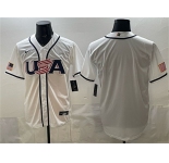 Men's USA Baseball Blank White 2026 World Baseball Classic Home Stadium Stitched Jersey