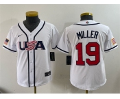 Youth USA Baseball #19 Mason Miller White 2026 World Baseball Classic Home Stadium Stitched Baseball Jersey