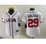 Youth USA Baseball #29 Cal Raleigh White 2026 World Baseball Classic Home Stadium Stitched Baseball Jersey