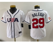 Youth USA Baseball #29 Cal Raleigh White 2026 World Baseball Classic Home Stadium Stitched Baseball Jersey