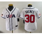 Youth USA Baseball #30 Paul Skenes White 2026 World Baseball Classic Home Stadium Stitched Baseball Jersey