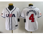 Youth USA Baseball #4 Pete Crow-Armstrong White 2026 World Baseball Classic Home Stadium Stitched Baseball Jersey