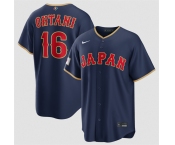 Men's Japan Baseball #16 Shohei Ohtani Navy 2026 World Baseball Classic Road Stadium Stitched Jersey