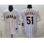 Men's Japan Baseball #51 Ichiro Suzuki White 2026 World Baseball Classic Home Stadium Stitched Jersey