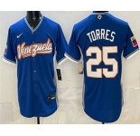 Men's Venezuela #25 Gleyber Torres Blue 2026 World Baseball Classic Cool Base Jersey