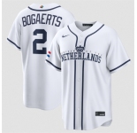 Men's Netherlands Baseball #2 Xander Bogaerts White 2026 World Baseball Classic Home Stadium Stitched Jersey