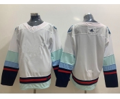 Youth Seattle Kraken Blank Navy White Stitched Adidas NHL Jersey