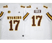 Men's Wyoming Cowboys #17 Josh Allen White 2026 F.U.S.E. Stitched College Football Jersey