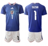 Men's Japan #1 SUZUKI National Team FIFA x World Cup 2026 Home Blue On Field Jersey