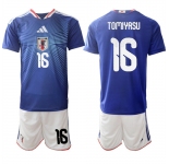 Men's Japan #16 TOMIYASU National Team FIFA x World Cup 2026 Home Blue On Field Jersey
