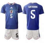 Men's Japan #5 WATANABE National Team FIFA x World Cup 2026 Home Blue On Field Jersey