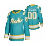 Men's San Jose Sharks Custom 2020 Throwback Authentic Player Hockey Jersey Teal