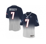 Men's Nike New England Patriots #7 Jacoby Brissett Elite Navy Grey Fadeaway NFL Jersey