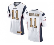 Nike New England Patriots #11 Julian Edelman White Men's Stitched NFL New Elite  Gold Jersey