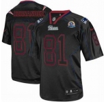 nike nfl jerseys new england patriots #81 hernandez black[Elite lights out 50th Patch]