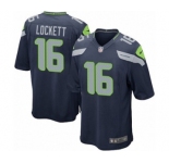 Men's Nike Seattle Seahawks #16 Tyler Lockett Game Steel Blue Team Color NFL Jersey