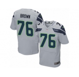 Men Nike Seattle Seahawks #76 Duane Brown Elite Grey Alternate NFL Jersey