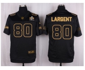 Nike Seattle Seahawks #80 Steve Largent Black Pro Line Gold Collection Jersey[Elite]