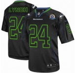 nike nfl jerseys seattle seahawks #24 marshawn lynch black[Elite lights out 50th Patch]