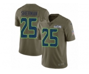 Men Nike Seattle Seahawks #25 Richard Sherman Limited Olive 2017 Salute to Service NFL Jersey