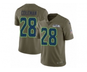 Men Nike Seattle Seahawks #28 Justin Coleman Limited Olive 2017 Salute to Service NFL Jersey