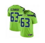 Men Nike Seattle Seahawks #63 Mark Glowinski Vapor Untouchable Limited Green NFL Jersey