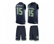 Men's Nike Seattle Seahawks #15 Jermaine Kearse Limited Steel Blue Tank Top Suit NFL Jersey