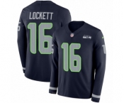 Men's Nike Seattle Seahawks #16 Tyler Lockett Limited Navy Blue Therma Long Sleeve NFL Jersey