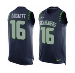 Men's Nike Seattle Seahawks #16 Tyler Lockett Limited Steel Blue Player Name & Number Tank Top NFL Jersey