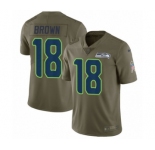 Men's Nike Seattle Seahawks #18 Jaron Brown Limited Olive 2017 Salute to Service NFL Jersey