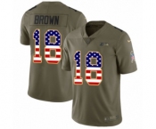 Men's Nike Seattle Seahawks #18 Jaron Brown Limited Olive USA Flag 2017 Salute to Service NFL Jersey