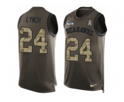 Men's Nike Seattle Seahawks #24 Marshawn Lynch Limited Green Salute to Service Tank Top NFL Jersey